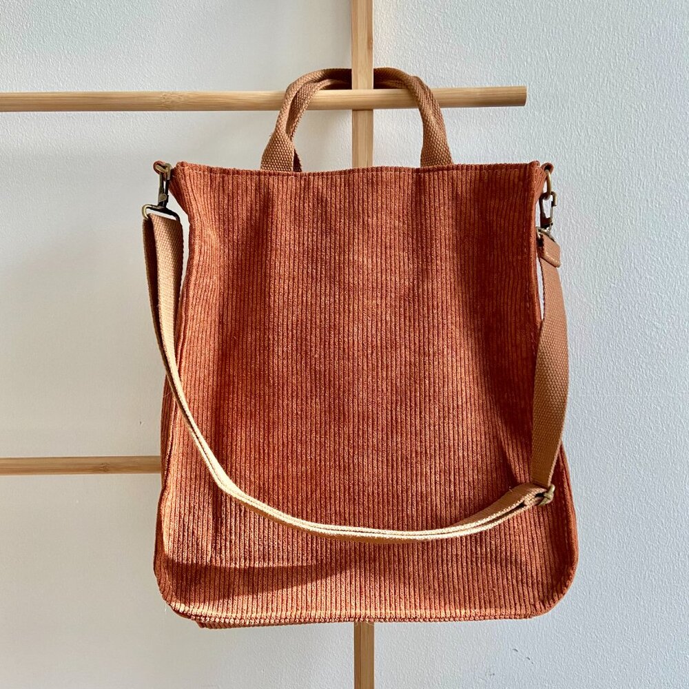 Corduroy Tote Bag with magnetic closure| Retro tote bag | Cute Tote Bag Capsule - Picture 6 of 15